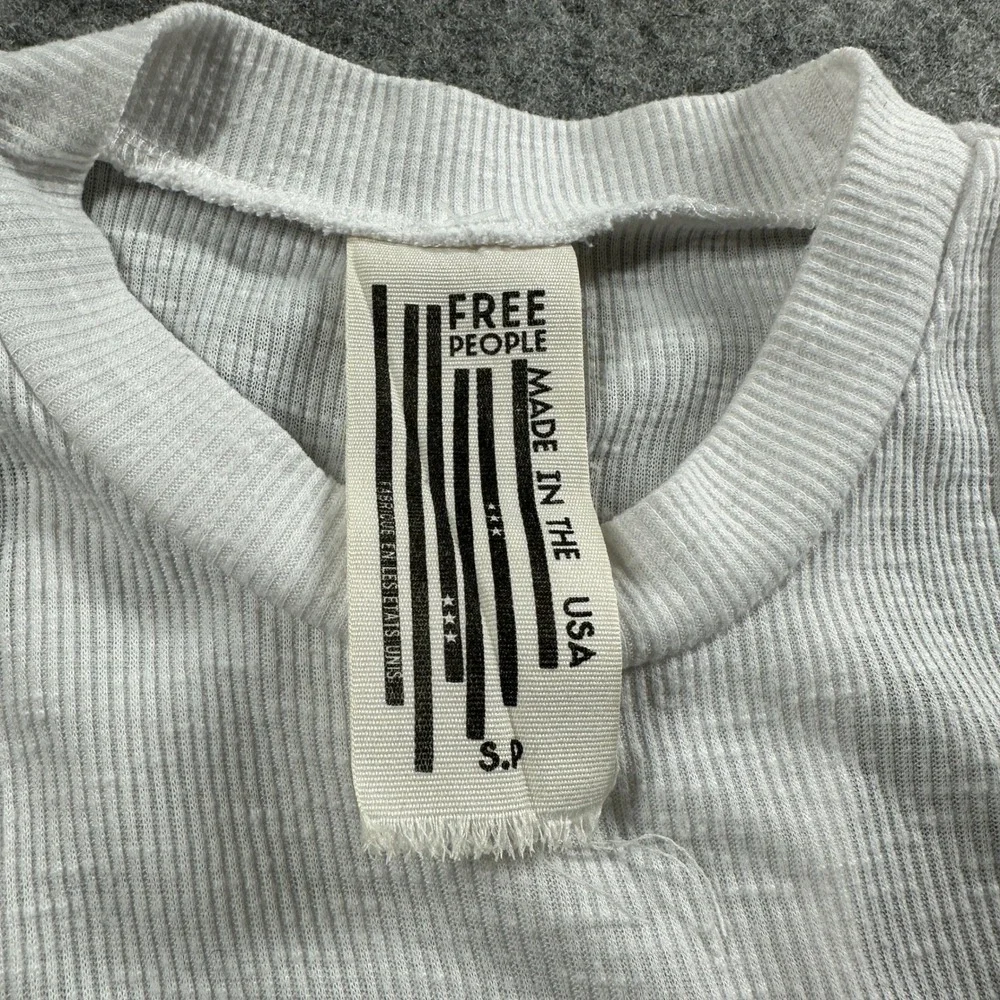 Free People Tank Top Small White Ribbed High Neck Trapeze‎ Swing Racerback Flaws